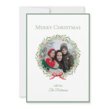 Elegante Schrift Familienfoto-Kranz Frohe Weihnach
