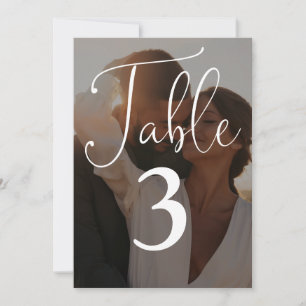 Elegante Schrift Foto Große Tisch Nummer Einladung