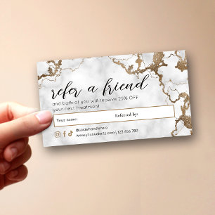 Elegante Schrift Gold Marmor Spa Nägel Schönheitss Empfehlungskarte