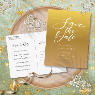 Elegante Schrift Goldene Hochzeit Termin merken Postkarte