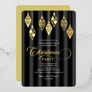 Elegante Schrift Goldfolie Ornamente Weihnachtsfei Folieneinladung