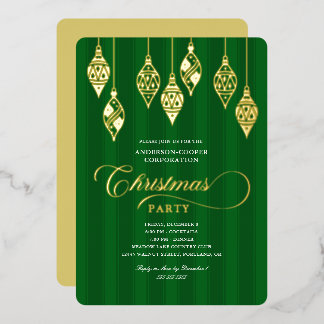 Elegante Schrift Goldfolie Ornamente Weihnachtsfei Folieneinladung