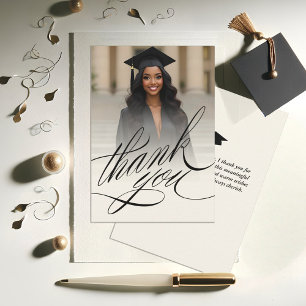 Elegante Schrift Graduierungs-Dankeschön-Fotokarte Dankeskarte