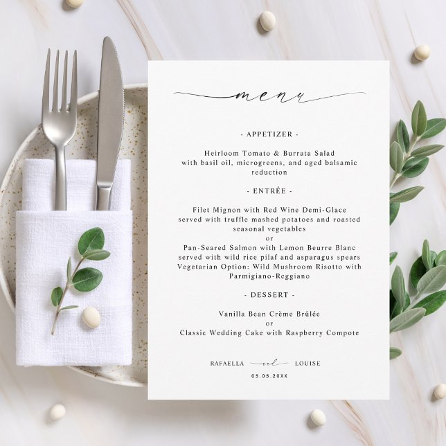 Elegante Schrift Hochzeit oder Brautparty Menükarte (Von Creator hochgeladen)