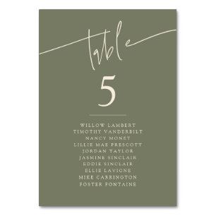 Elegante Schrift Hochzeit Salbeigrün Tischnummer