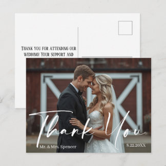 Elegante Schrift Hochzeits-Dankeschön-Foto-Postkar Postkarte