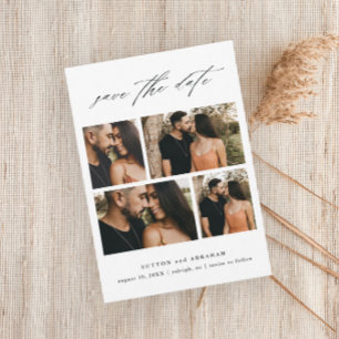Elegante Schrift Hochzeits-Fotocollage Save The Date