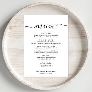 Elegante Schrift Hochzeitsempfang Menükarte