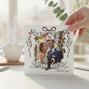 Elegante Schrift Hochzeitsfoto Dankeschön Dankeskarte