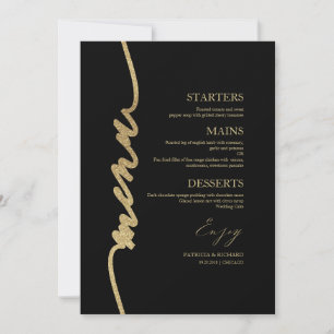 Elegante Schrift Hochzeitsmenükarte für Teller Einladung