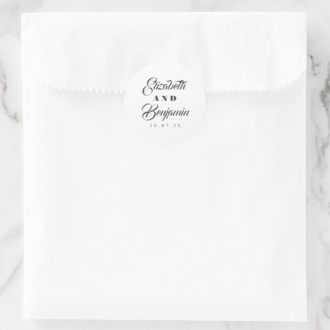 Elegante Schrift individuell anpassbare Wedding Cl Runder Aufkleber (Tasche)