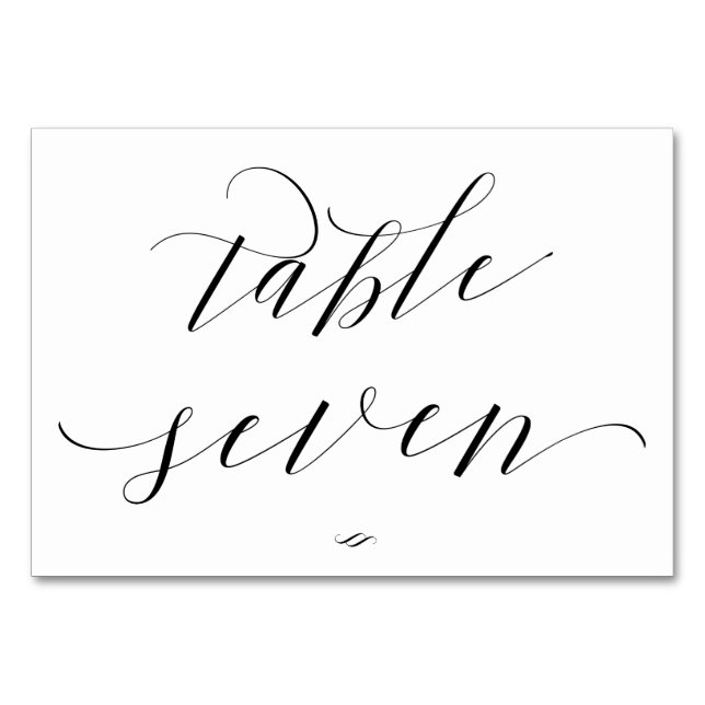 Elegante Schrift Kalligrafie Tisch Sieben Rezeptio Tischnummer (Vorderseite)