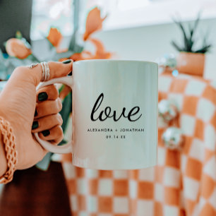 Elegante Schrift "Liebe" Benutzerdefinierte Paarna Kaffeetasse
