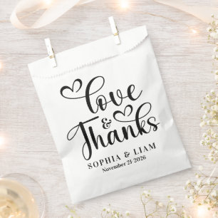 Elegante Schrift Liebe und Dank Hochzeit Geschenktütchen
