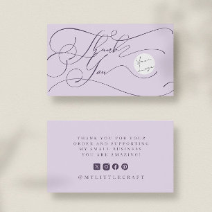 Elegante Schrift-Logo-Dankeschön-Branding Lila Visitenkarte