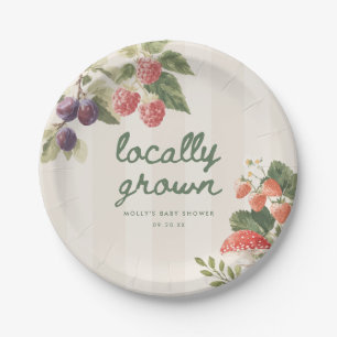 Elegante Schrift "Lokal Gewachsen" Babyparty Pappteller