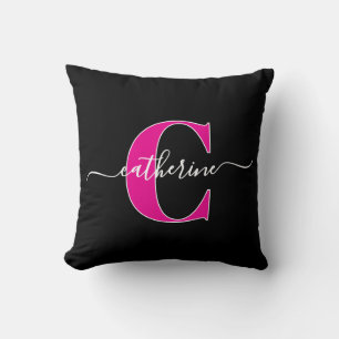 Elegante Schrift Minimalistisches Schwarz Rosa Mon Kissen