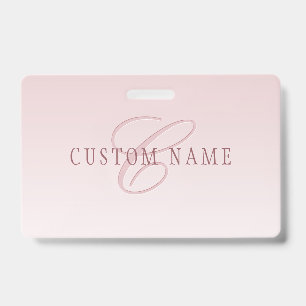 Elegante Schrift & Monogramm   Rose Ombre Ausweis