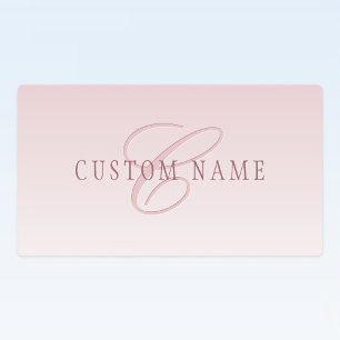 Elegante Schrift & Monogramm Rose Ombre Etiketten