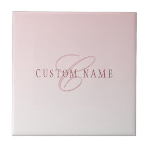 Elegante Schrift & Monogramm Rose Ombre Fliese
