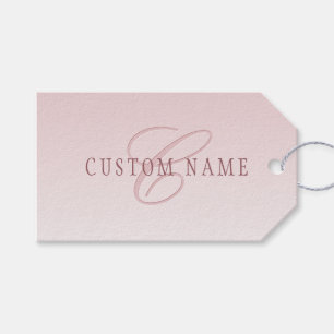 Elegante Schrift & Monogramm Rose Ombre Geschenkanhänger