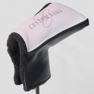 Elegante Schrift & Monogramm Rose Ombre Golf Headcover