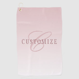 Elegante Schrift & Monogramm Rose Ombre Golfhandtuch