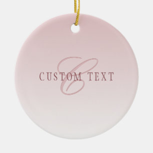Elegante Schrift & Monogramm Rose Ombre Keramik Ornament
