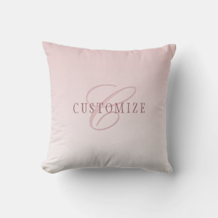 Elegante Schrift & Monogramm Rose Ombre Kissen