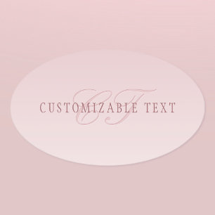 Elegante Schrift & Monogramm Rose Ombre Ovaler Aufkleber