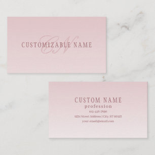 Elegante Schrift & Monogramm Rose Ombre Visitenkarte