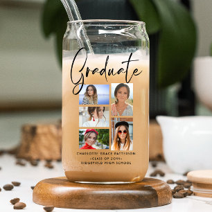 Elegante Schrift Multi-Foto-Abschluss Absolvent Dosenglas