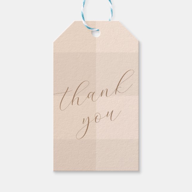 Elegante Schrift Neutrales Gingham Danke Geschenkanhänger (Vorderseite)