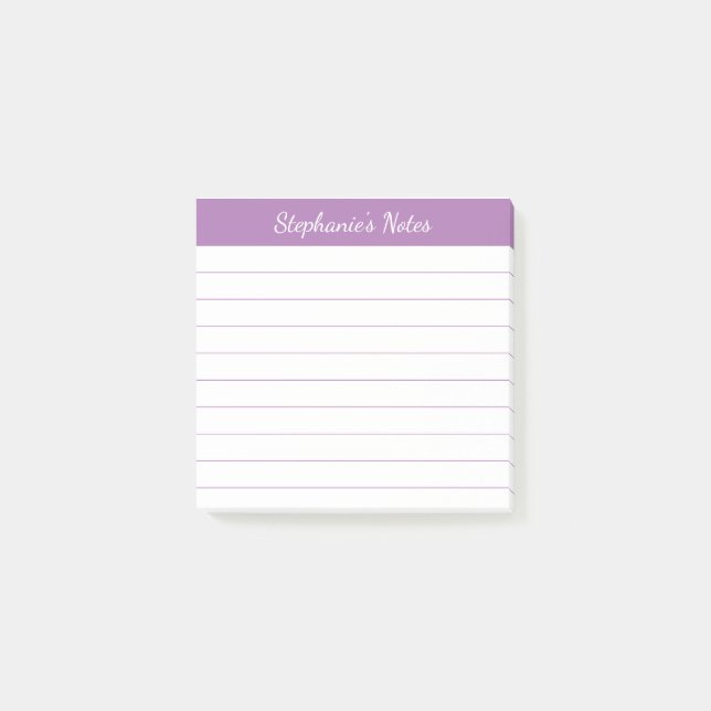 Elegante Schrift Notizen Lavendel Liniiert (Vorderseite)