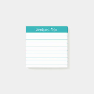 Elegante Schrift Notizen Türkis Lined