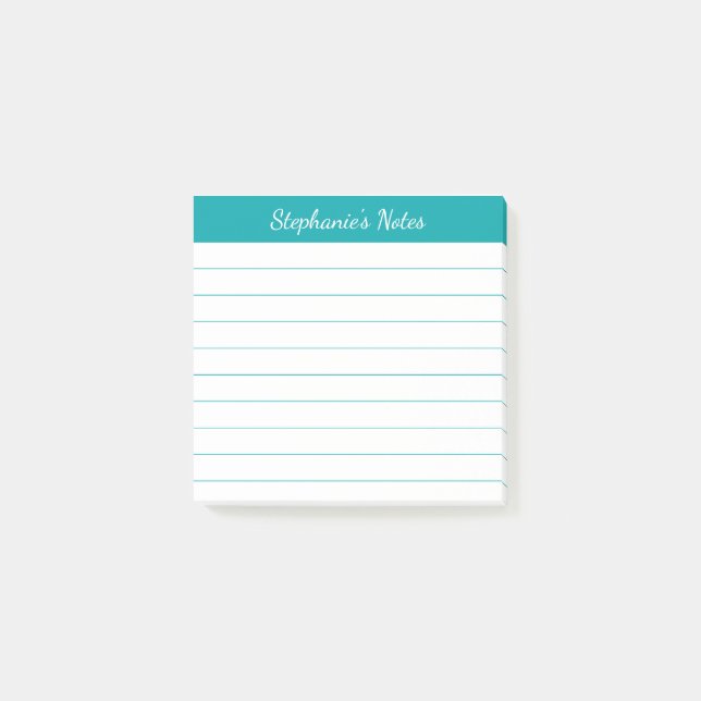 Elegante Schrift Notizen Türkis Lined (Vorderseite)