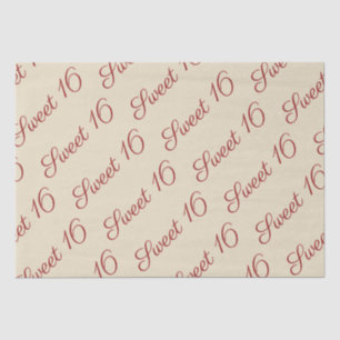 Elegante Schrift Rot Sweet 16 Geburtstag Braun Seidenpapier