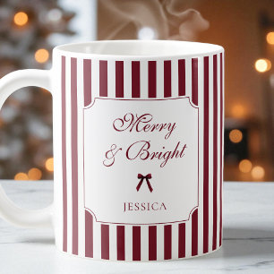 Elegante Schrift rote Streifen personalisiertes We Kaffeetasse