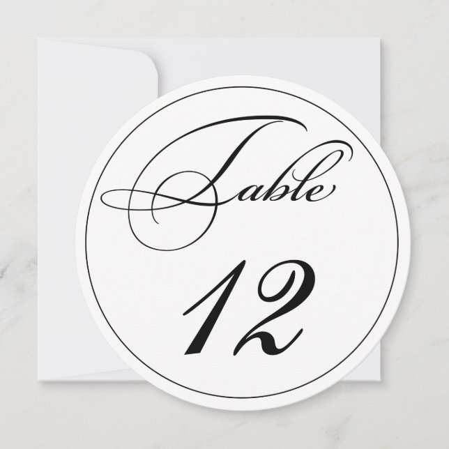 Elegante Schrift Rund-Tischnummernkarten Einladung (Vorderseite)