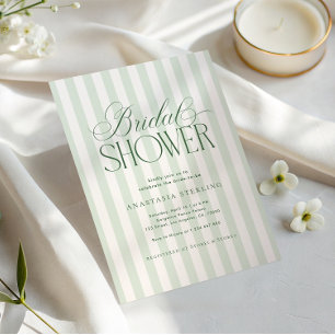 Elegante Schrift Sage Grün Streifen Brautparty Einladung