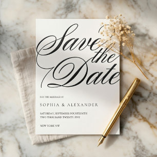 Elegante Schrift Save-the-Date-Hochzeitskarte Lu Einladung