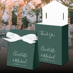 Elegante Schrift Smaragdgrüne Hochzeit Geschenkschachtel