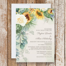 Elegante Schrift Sonnenblumen Eukalyptus Hochzeit