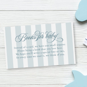 Elegante Schrift Streifen Baby Shower Bücher fürs Begleitkarte