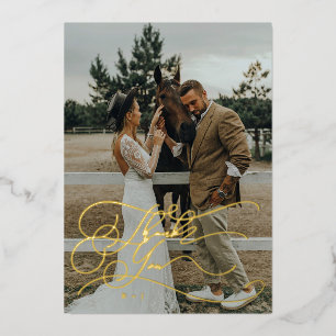 Elegante Schrift-Typografie Danke Foto-Hochzeit Folieneinladung