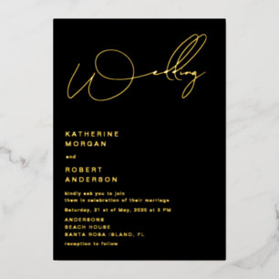elegante Schrift-Typografie Folie Hochzeits-Einlad Folieneinladung