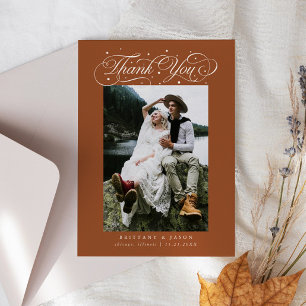 Elegante Schrift-Typografie-Punkte Hochzeit Terrak Dankeskarte