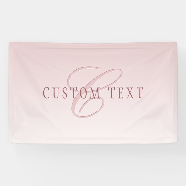 Elegante Schrift und Monogramm | Rose Ombre Banner (Horizontal)