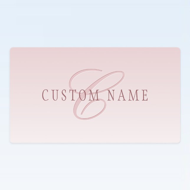 Elegante Schrift und Monogramm | Rose Ombre Etiketten (Von Creator hochgeladen)