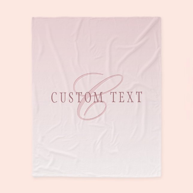 Elegante Schrift und Monogramm | Rose Ombre Fleecedecke (Von Creator hochgeladen)